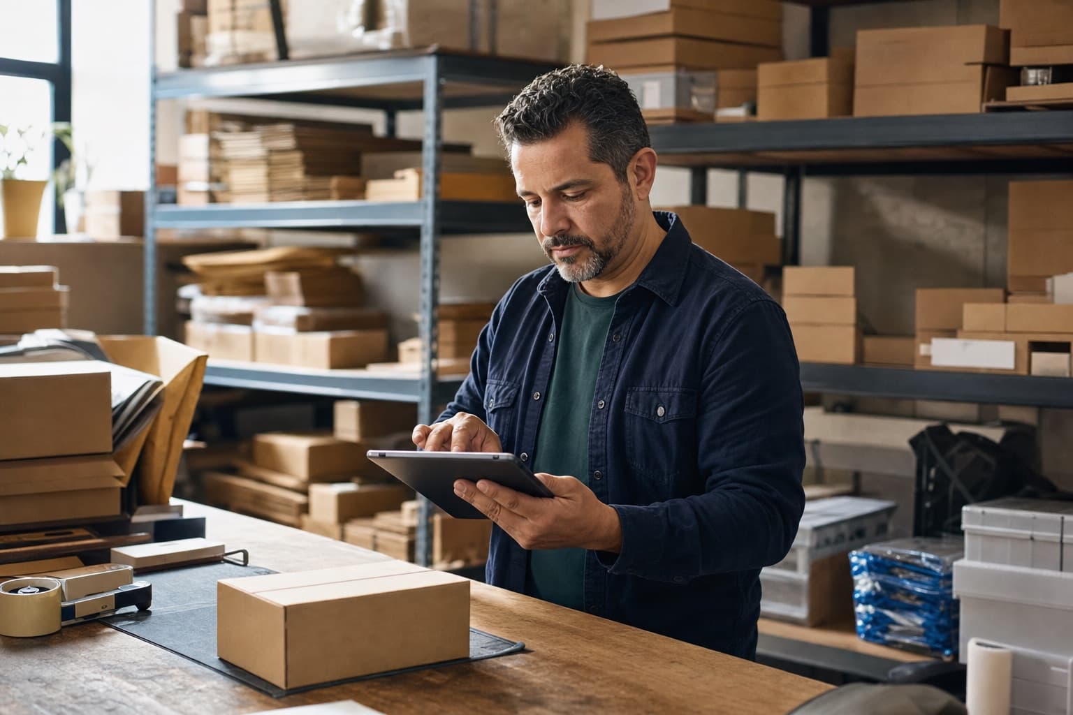 Small business owner at work